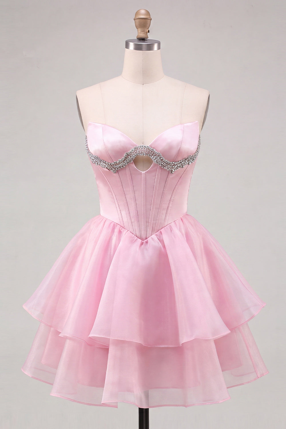 Yellow Corset Tiered Ruffled A-Line Short Homecoming Dress