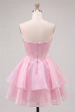 Yellow Corset Tiered Ruffled A-Line Short Homecoming Dress