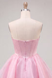 Yellow Corset Tiered Ruffled A-Line Short Homecoming Dress