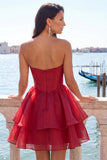 Yellow Corset Tiered Ruffled A-Line Short Homecoming Dress