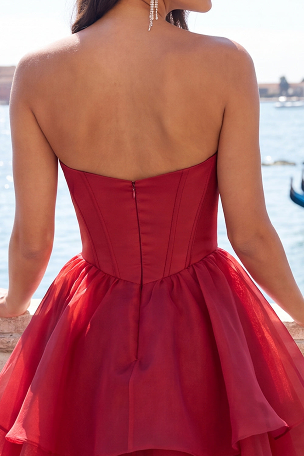 Yellow Corset Tiered Ruffled A-Line Short Homecoming Dress