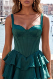 Hot Pink Corset Tiered Ruffled A-Line Short Homecoming Dress