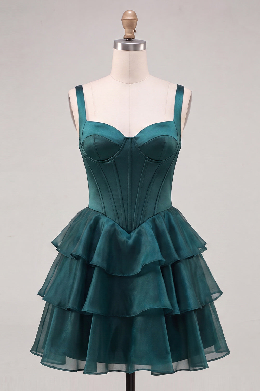 Hot Pink Corset Tiered Ruffled A-Line Short Homecoming Dress