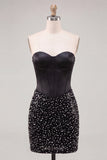 Sparkly Corset Champagne Beaded Tight Short Homecoming Dress