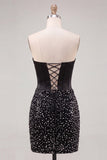 Sparkly Corset Champagne Beaded Tight Short Homecoming Dress