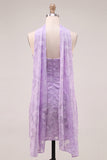 Blue Floral Ruched Tight Short Homecoming Dress with Neck Scarf