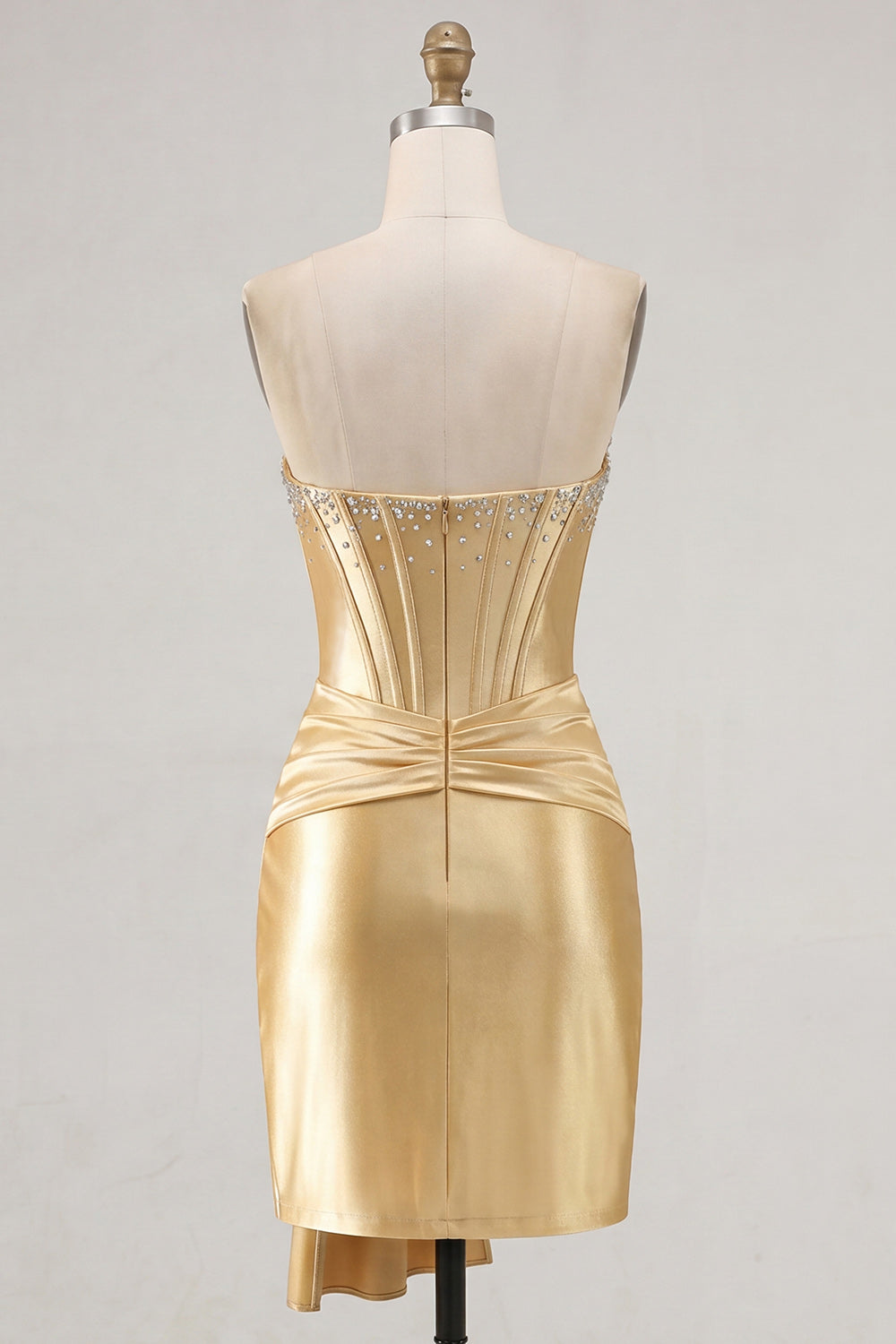 Sparkly Blue Satin Beaded Tight Short Corset Homecoming Dress with Sash
