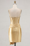 Sparkly Blue Satin Beaded Tight Short Corset Homecoming Dress with Sash