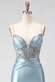 Sparkly Pink Satin Sequin Tight Short Corset Homecoming Dress