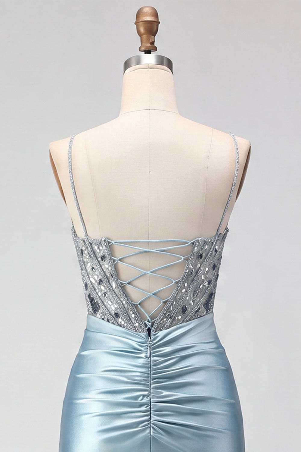 Sparkly Pink Satin Sequin Tight Short Corset Homecoming Dress