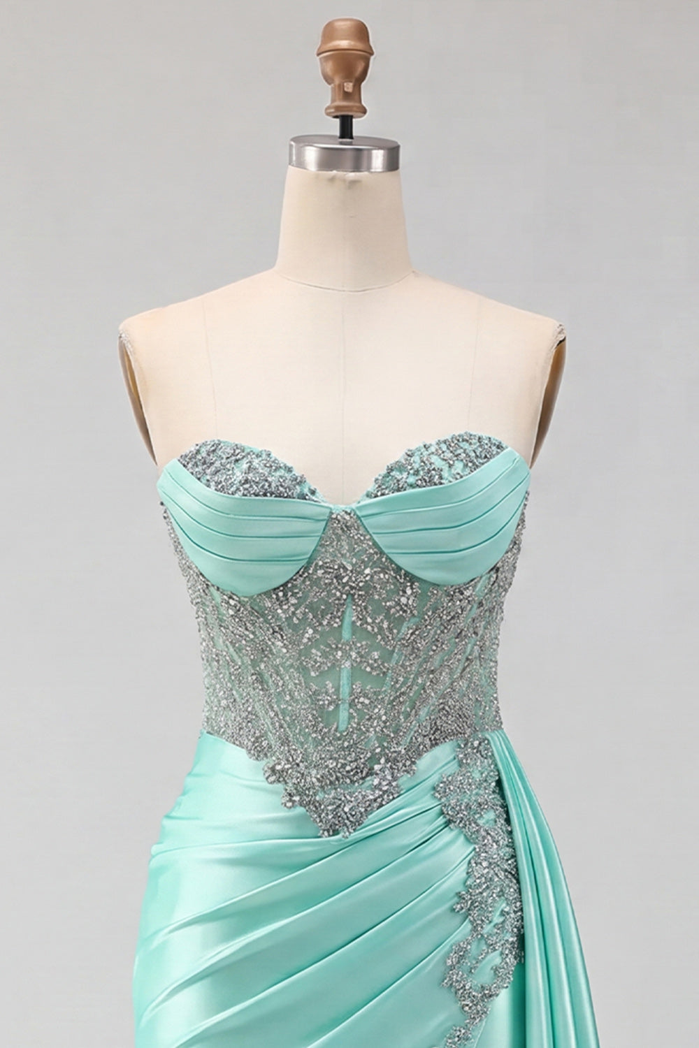 Sparkly Corset Dark Green Beaded Tight Short Satin Homecoming Dress