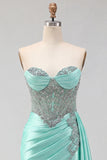 Sparkly Corset Dark Green Beaded Tight Short Satin Homecoming Dress