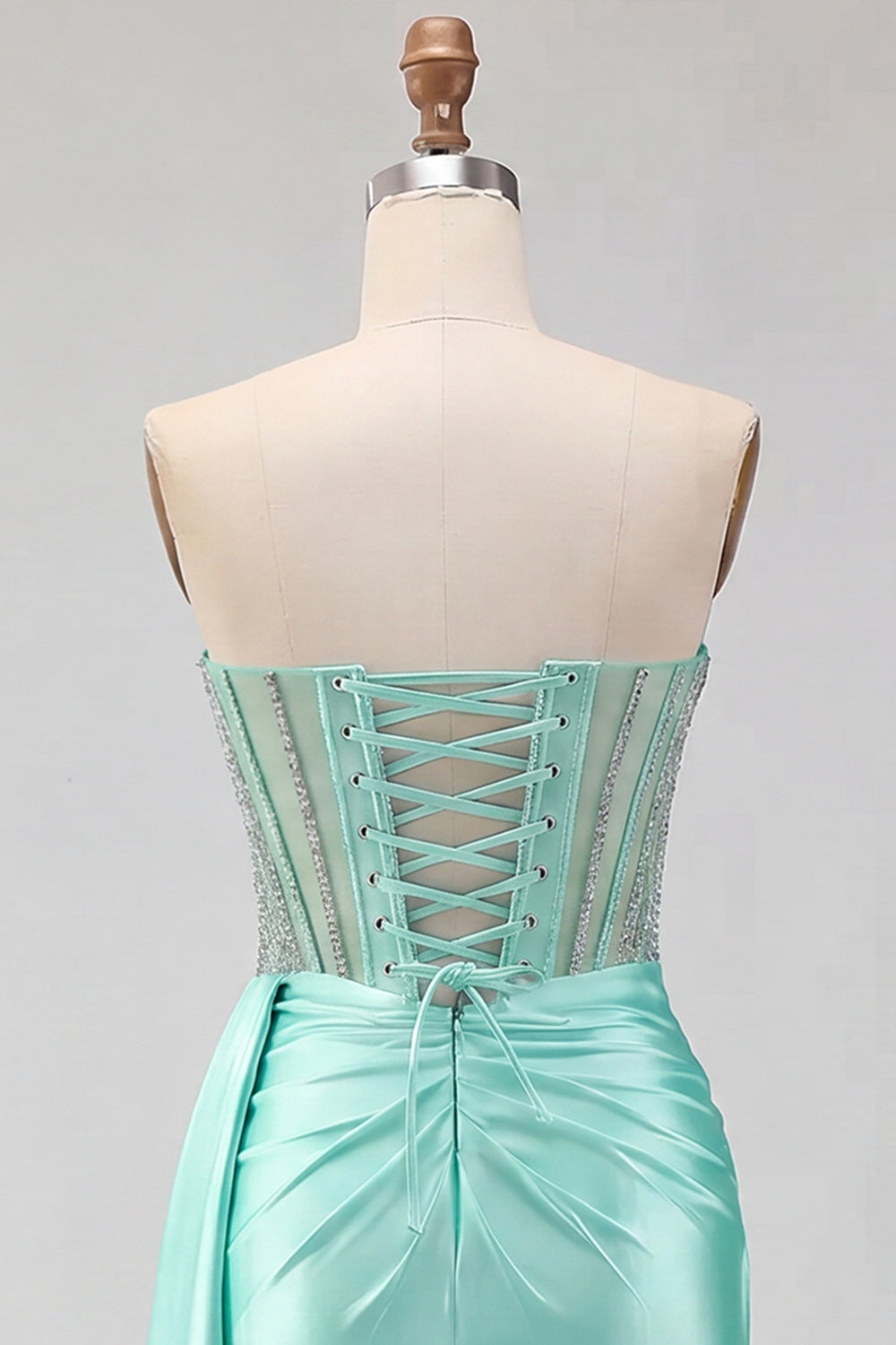 Sparkly Corset Dark Green Beaded Tight Short Satin Homecoming Dress