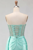 Sparkly Corset Dark Green Beaded Tight Short Satin Homecoming Dress