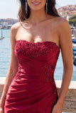 Navy Beaded Ruched Tight Short Homecoming Dress with Slit