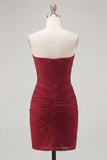 Sparkly Plum Beaded Sweetheart Keyhole Short Tight Homecoming Dress
