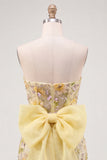 Sparkly Floral Pink Sequin Tight Short Homecoming Dress with Bow
