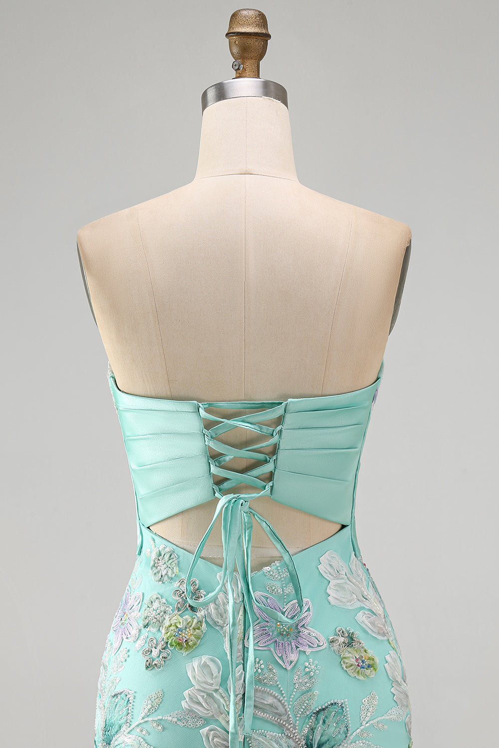 Floral Mint Green Sequin Tight Short Homecoming Dress with Bow