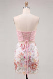 Floral Mint Green Sequin Tight Short Homecoming Dress with Bow
