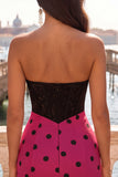 Black Polka Dots Corset Tight Sweetheart Short Homecoming Dress with Bow