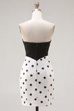 Black Polka Dots Corset Tight Sweetheart Short Homecoming Dress with Bow