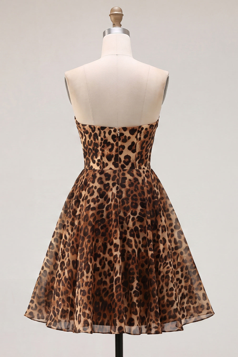 Brown Leopard Corset Sweetheart A-Line Short Homecoming Dress