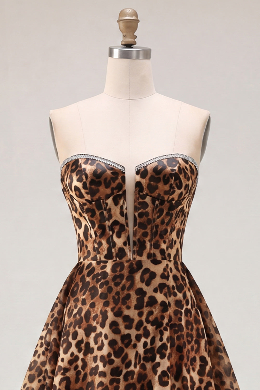 Brown Leopard Corset Sweetheart A-Line Short Homecoming Dress