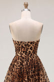 Brown Leopard Corset Sweetheart A-Line Short Homecoming Dress