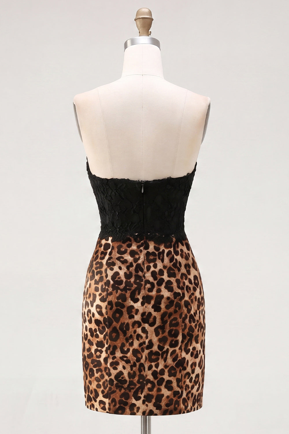 Black and Leopard Corset Tight Short Homecoming Dress with Bow
