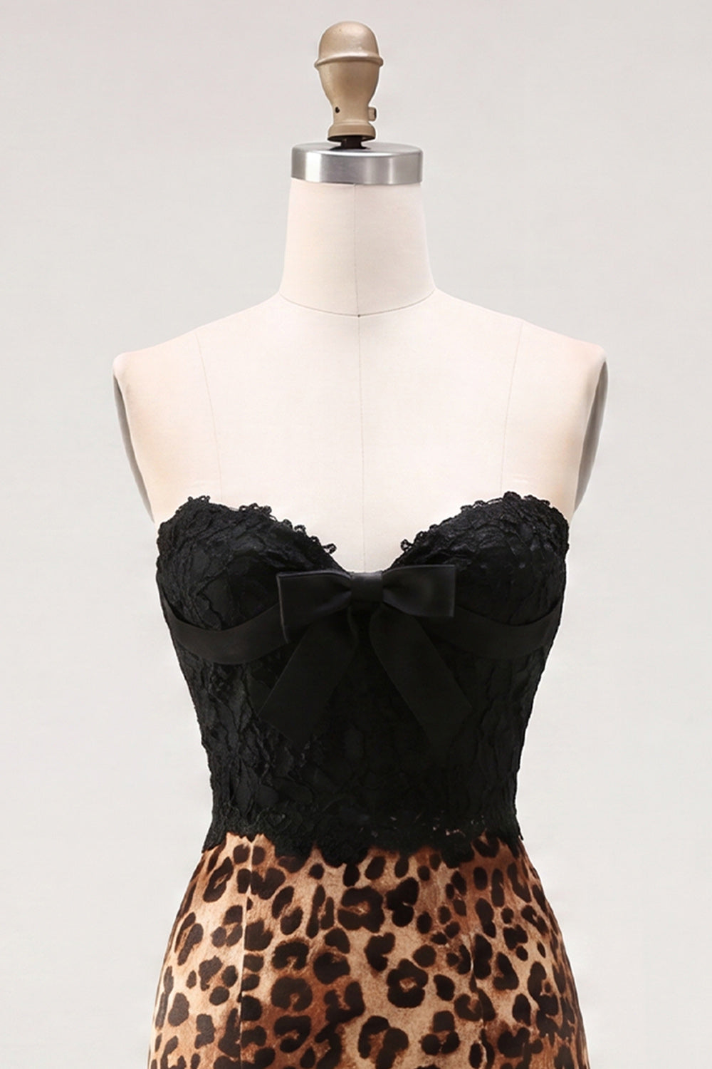 Black and Leopard Corset Tight Short Homecoming Dress with Bow