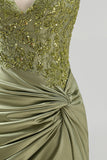 Army Green Appliqued Ruched Halter Tight Short Corset Homecoming Dress