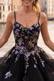 Floral Black Corset Ruffled A-Line Short Homecoming Dress