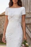 Floral Ivory Bodycon Midi Engagement Dress with Beading