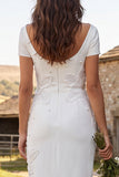 Floral Ivory Bodycon Midi Engagement Dress with Beading