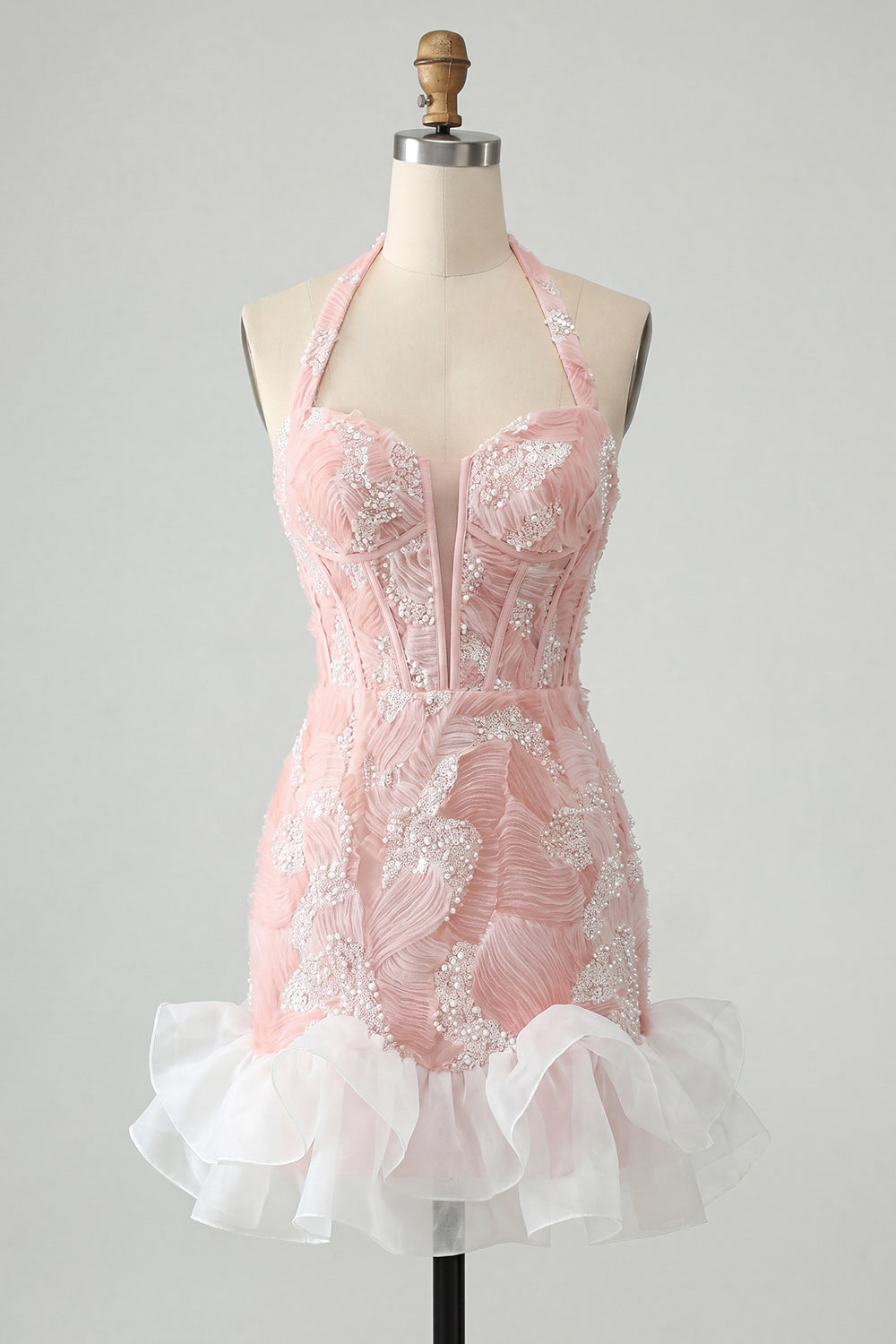 Sparkly Mint Green Corset Short Tight Homecoming Dress with Ruffles