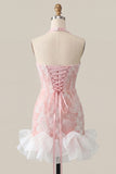 Sparkly Mint Green Corset Short Tight Homecoming Dress with Ruffles