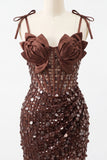 Sparkly Sequin Champagne Corset Tight Short Homecoming Dress with Bows