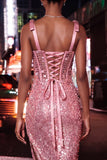 Sparkly Champagne Sequin Corset Short Tight Ruched Homecoming Dress