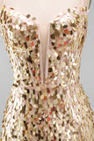 Sparkly Champagne Sequin Corset Tight Short Homecoming Dress