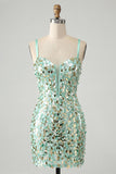 Sparkly Champagne Sequin Corset Tight Short Homecoming Dress