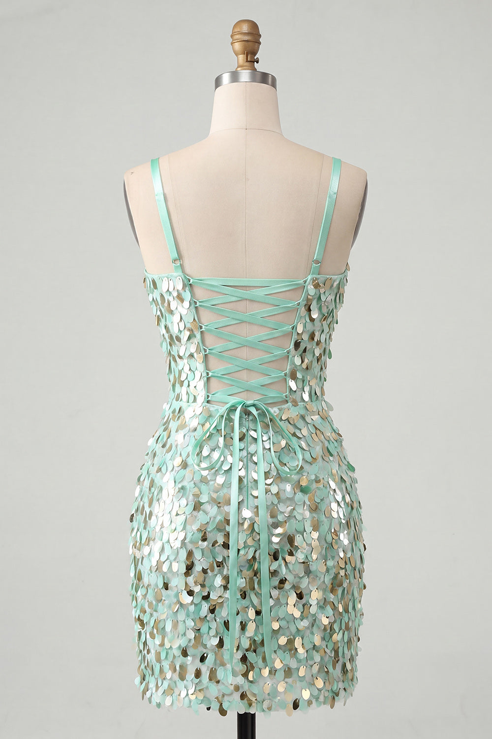 Sparkly Champagne Sequin Corset Tight Short Homecoming Dress