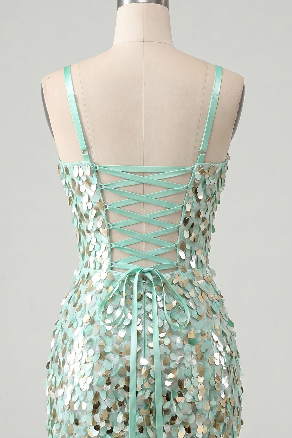 Sparkly Champagne Sequin Corset Tight Short Homecoming Dress