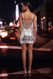 Sparkly Champagne Sequin Corset Tight Short Homecoming Dress