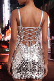 Sparkly Champagne Sequin Corset Tight Short Homecoming Dress