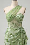 Sparkly Floral Peach One Shoulder Sequin Corset Tight Short Homecoming Dress