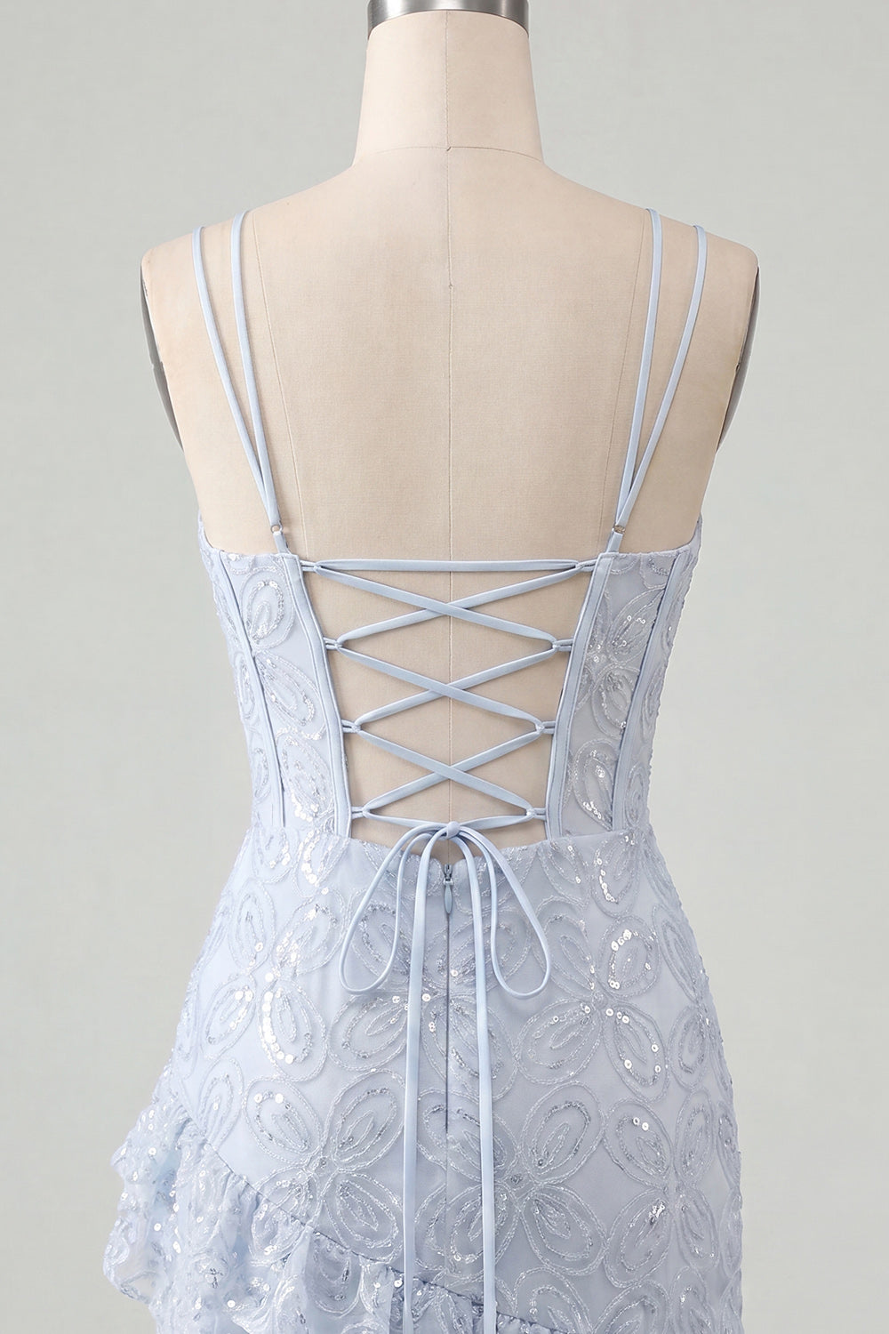 Floral Pink Corset Sequin Tight Short Homecoming Dress with Ruffles