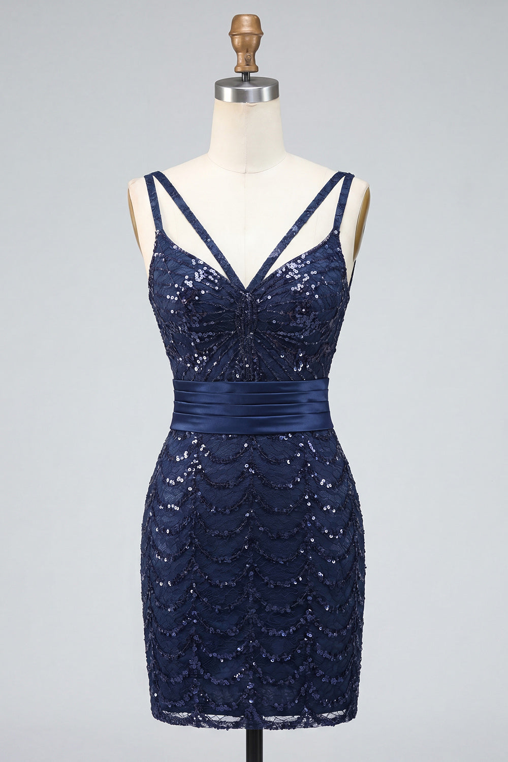 Sparkly Coffee Sequin Spaghetti Straps Tight Short Homecoming Dress