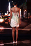 Sparkly Green Sequin Corset Ruched Tight Short Homecoming Dress