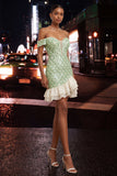 Sparkly Sequin Blue Tight Short Ruffled Homecoming Dress