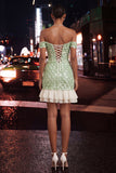 Sparkly Sequin Blue Tight Short Ruffled Homecoming Dress